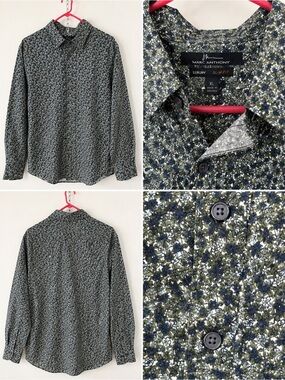 Marc Anthony Luxury Slim Fit Floral Button-Up Shirt (XL)